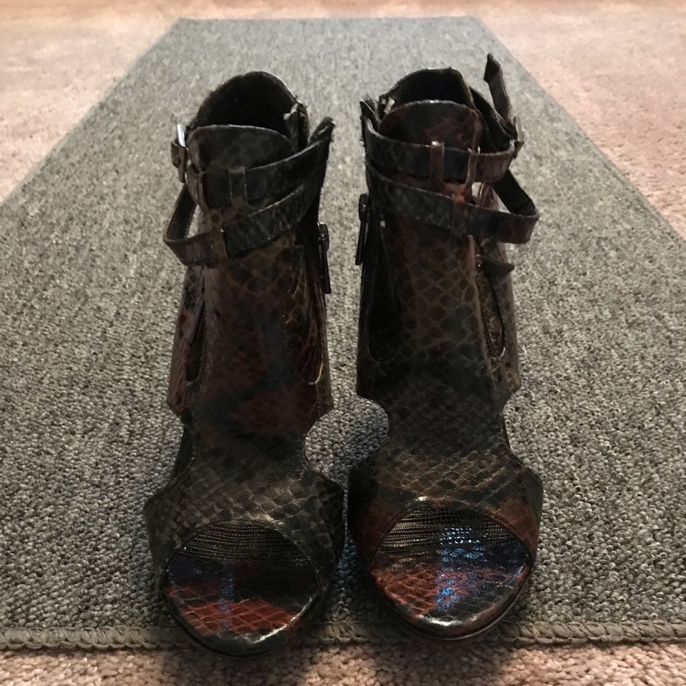 Multicolored snake print booties